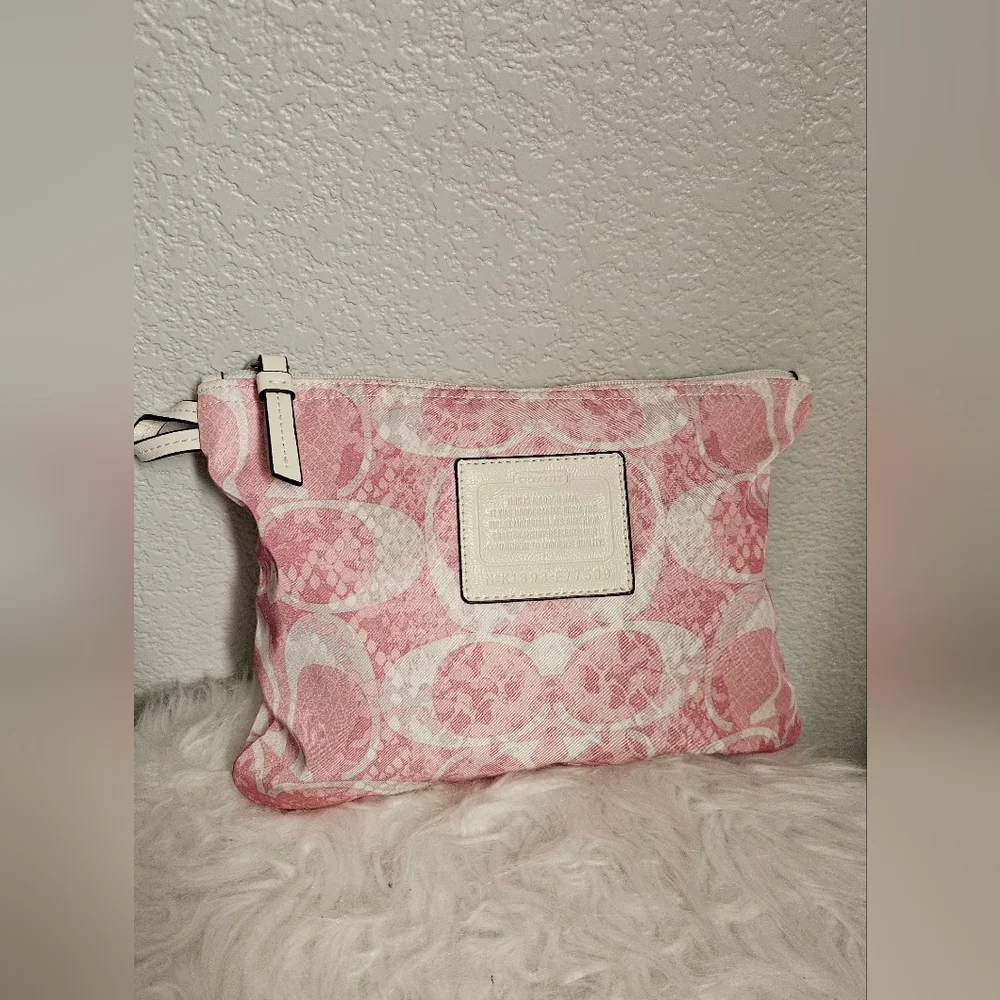 Coach Pink Signature Tote with Matching Pouch - Picture 12 of 13